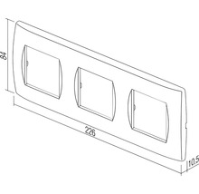 Ramă de comutare Triplu cu dimensiunile 84 x 226 x 10,5 mm
