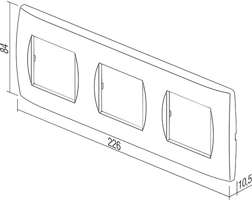 Ramă de comutare Triplu cu dimensiunile 84 x 226 x 10,5 mm