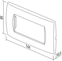 Cadru comutator cu dimensiunile 84 x 144 x 10,5 milimetri.