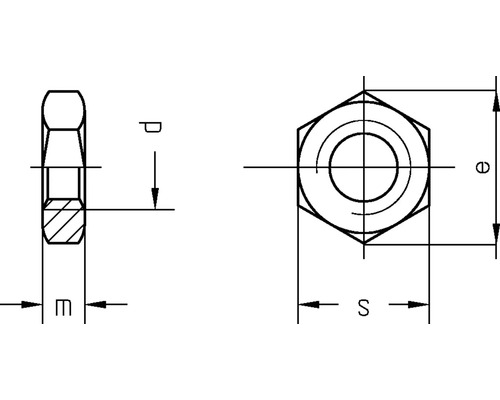Desen tehnic al unei piulițe hexagonale cu dimensiuni