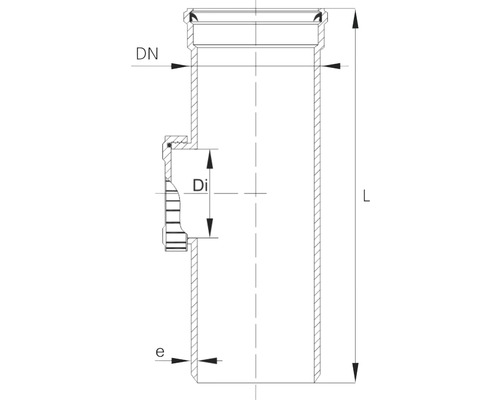 Desen tehnic al unei țevi de canalizare cu dimensiuni