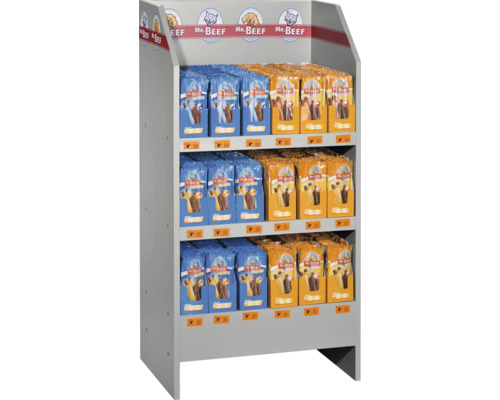 Raft de vânzare cu gustări pentru câini Mr. Beef în diferite sortimente