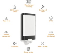 Aplică LED exterior Steinel L240 9,3W 946 lumeni, senzor de mișcare, IP44, antracit