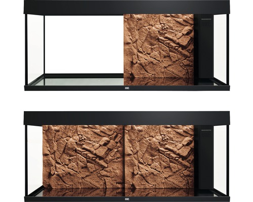 Acvariu cu fundal cu structură de rocă