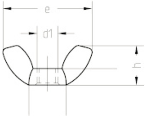 Desen tehnic al unei piulițe fluture cu dimensiuni