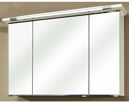 Dulap cu oglindă cu trei uși și iluminare integrată pentru baie