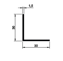 Dimensiunile unui profil unghiular 30 x 30 x 1,5 mm