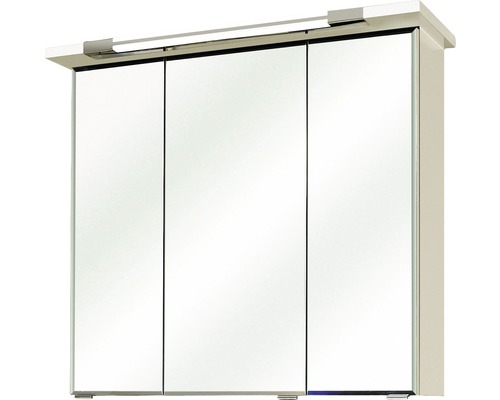 Dulap cu oglindă cu trei uși și iluminare pentru baie