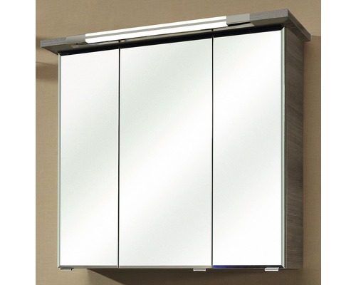 Dulap cu oglindă cu trei uși și iluminare pentru baie