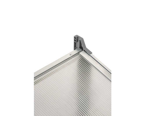 Detalii placă de seră cu cadru de aluminiu și conector de colț