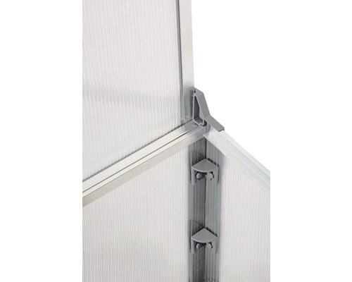 Imagine detaliată a unui cadru de seră cu conectori.