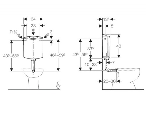 Desen tehnic rezervor WC incastrat