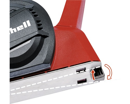 Vizualizare detaliată a rindelei cu logo Einhell, cu reglare a adâncimii