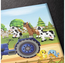 Tablou canvas cu animale de fermă, tractor și păsări