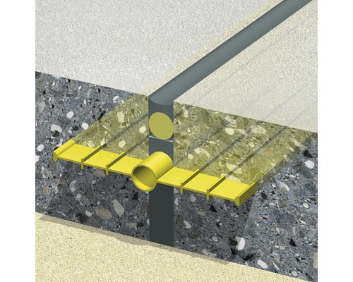 Ilustrație a unui cămin de cabluri cu jgheab de cabluri și tub de cablu.