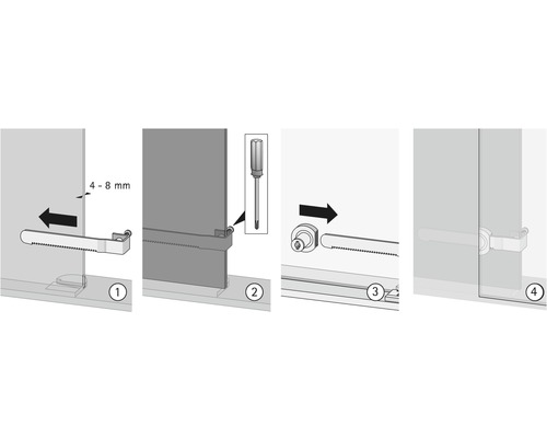 Instrucțiuni de montaj pentru o ușă glisantă din sticlă cu pașii de fixare a suportului