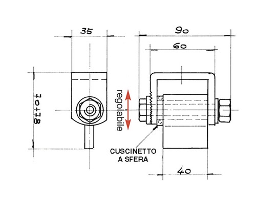 Desen tehnic al unui suport reglabil cu dimensiuni.