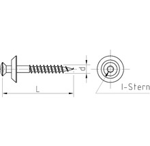 Șuruburi pentru tablă cu cap semibombat Torx și șaibă cauciuc EPDM Dresselhaus 4,5x65 mm oțel inox A2, 100 bucăți