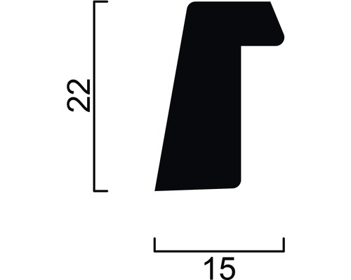 Desen tehnic al unui profil cu dimensiunile 22 pe 15 milimetri