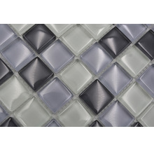 Mozaic piscină sticlă XCM 8125 gri-negru-alb 30,2x32,7 cm