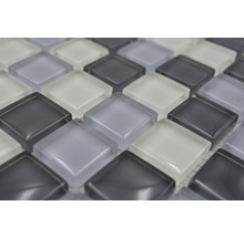 Mozaic piscină sticlă XCM 8125 gri-negru-alb 30,2x32,7 cm