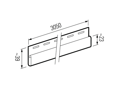 Desen tehnic al unui profil de fațadă cu indicații dimensionale