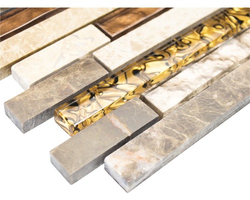 Placă de mozaic cu elemente din piatră naturală și sticlă