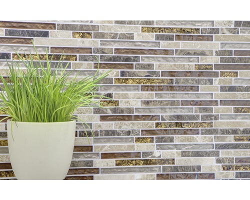 Placă de mozaic cu plante în vază