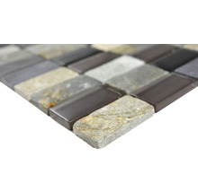 Mozaic sticlă-piatră naturală mix gri/negru/bej 31x32,2 cm-thumb-1