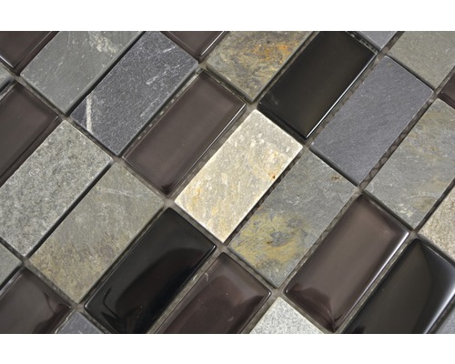 Plăci de mozaic din piatră naturală și sticlă în formă dreptunghiulară