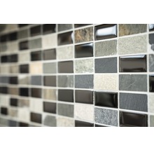 Mozaic sticlă-piatră naturală mix gri/negru/bej 31x32,2 cm-thumb-6
