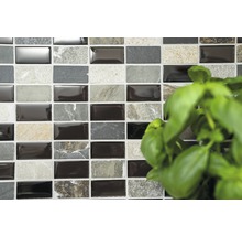 Mozaic sticlă-piatră naturală mix gri/negru/bej 31x32,2 cm-thumb-4
