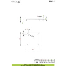 Desen tehnic al cădiței de duș cu dimensiuni