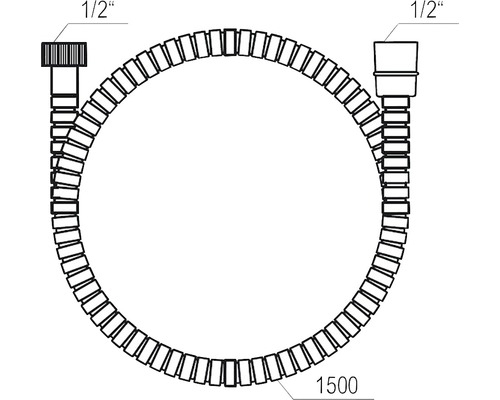 Furtun de duș, lungime 1500 mm, racorduri de 1/2 inch