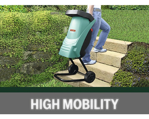 Tocător Bosch cu roți pentru mobilitate ridicată în grădină