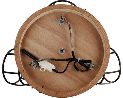 Lumină de plafon din lemn cu instalație electrică dedesubt