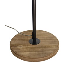 Detaliu al bazei unui lampadar din lemn și metal