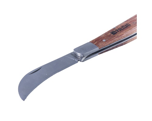 Cuțit de altoit cu lamă curbată și mâner din lemn