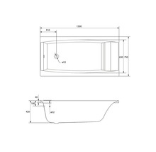 Desen tehnic al unei căzi cu dimensiuni