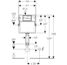Rezervor WC încastrat Geberit Delta fără cadru de instalare, pentru pereți zidiți, 3-7,5 l, 44-180 cm