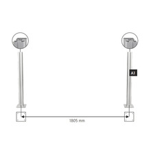 Ilustrație cu doi stâlpi metalici cu o distanță de 1805 milimetri.