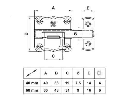 Desen tehnic al unei balamale cu dimensiuni