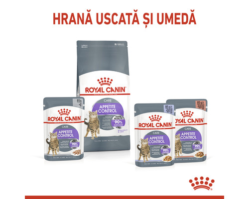 Hrană pentru pisici Royal Canin pentru controlul apetitului, hrană uscată și umedă