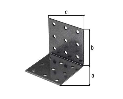 Conector unghiular cu găuri și indicații de dimensiune