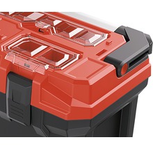 Vizualizare detaliată a unei cutii de scule cu capac transparent