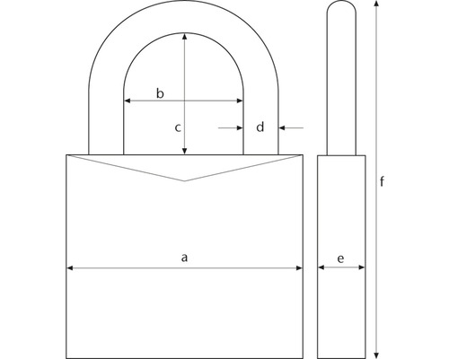 Ilustrație cu un lacăt cu indicații dimensionale