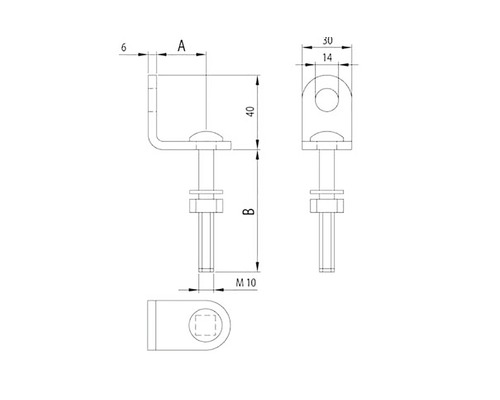 Desen tehnic al unei balamale de ușă cu dimensiuni