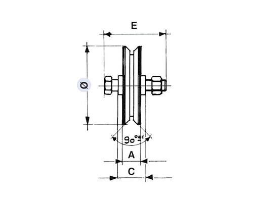 Desen tehnic al unui scripete cu dimensiuni
