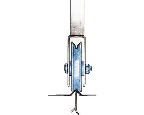 Detaliu al unui suport de tavan cu suspensie pe fir