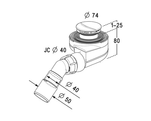 Schema unei rigole de duș cu dimensiuni